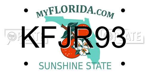KFJR93 Florida License Plate