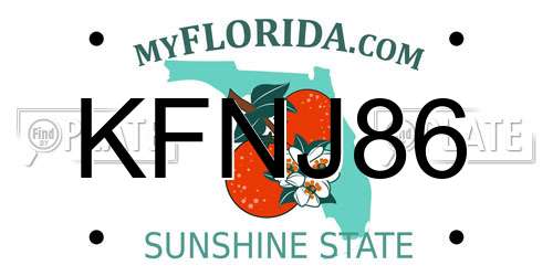 KFNJ86 Florida License Plate