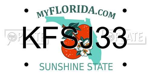 KFSJ33 Florida License Plate
