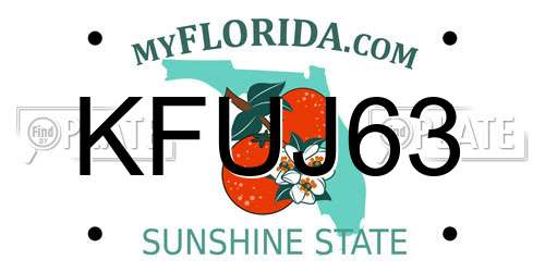 KFUJ63 Florida License Plate