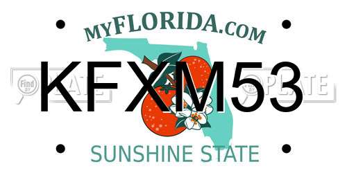 KFXM53 Florida License Plate