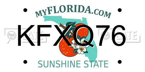 KFXQ76 Florida License Plate