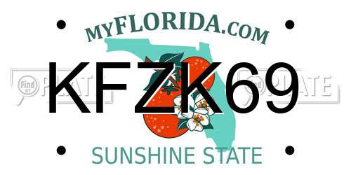 KFZK69 Florida License Plate