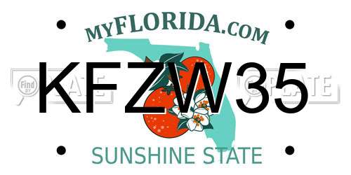 KFZW35 Florida License Plate