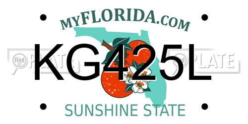 KG425L Florida License Plate