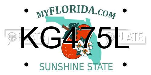 KG475L Florida License Plate