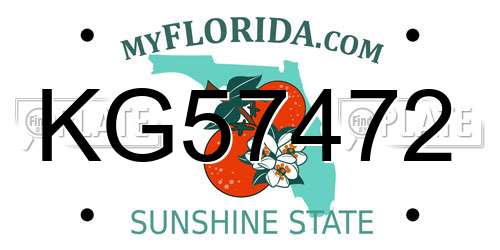 KG57472 Florida License Plate