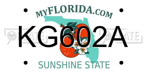 KG602A Florida License Plate