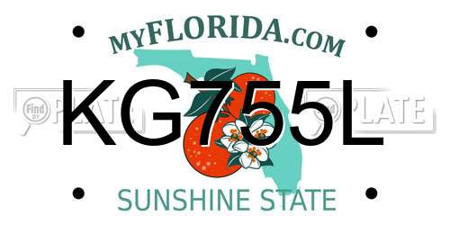 KG755L Florida License Plate