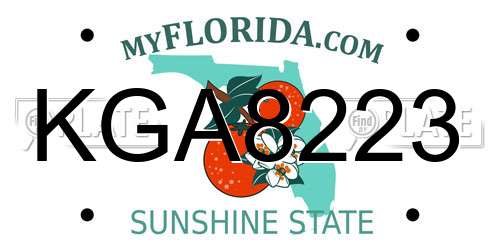 KGA8223 Florida License Plate
