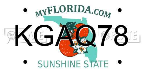 KGAQ78 Florida License Plate