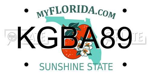 KGBA89 Florida License Plate