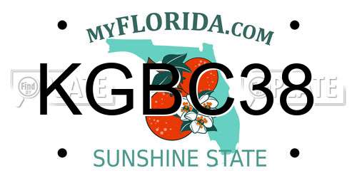 KGBC38 Florida License Plate