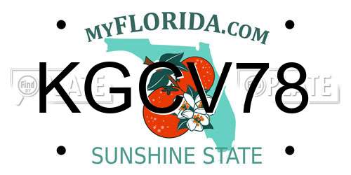 KGCV78 Florida License Plate