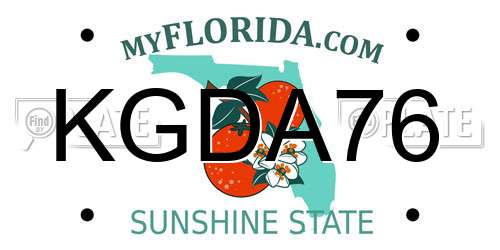 KGDA76 Florida License Plate