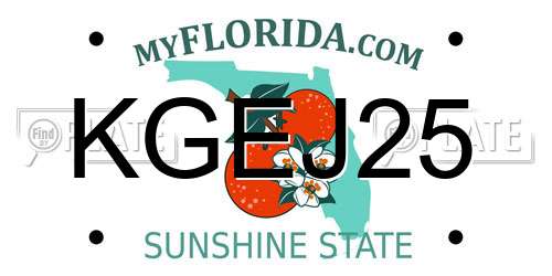 KGEJ25 Florida License Plate