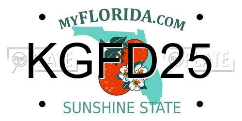 KGFD25 Florida License Plate