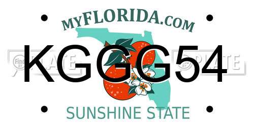 KGGG54 Florida License Plate