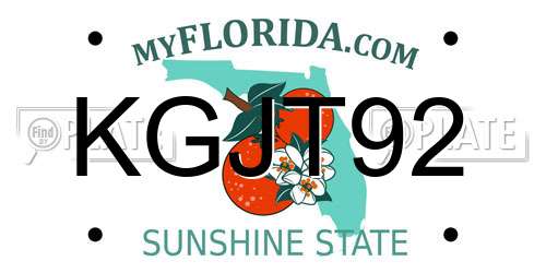 KGJT92 Florida License Plate