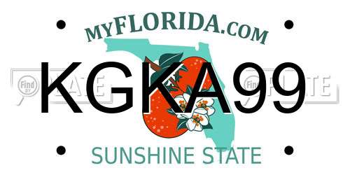 KGKA99 Florida License Plate