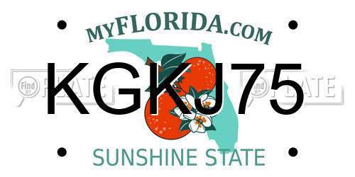 KGKJ75 Florida License Plate