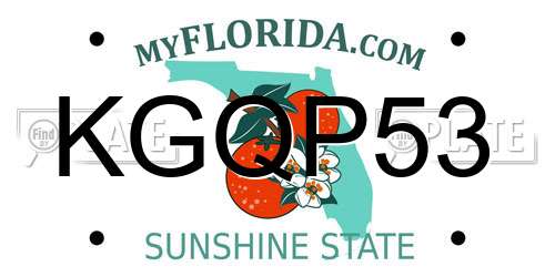 KGQP53 Florida License Plate