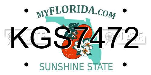 KGS7472 Florida License Plate
