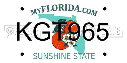 KGT965 Florida License Plate