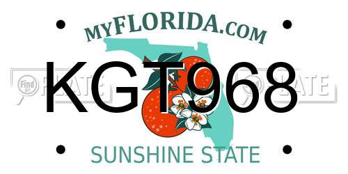 KGT968 Florida License Plate