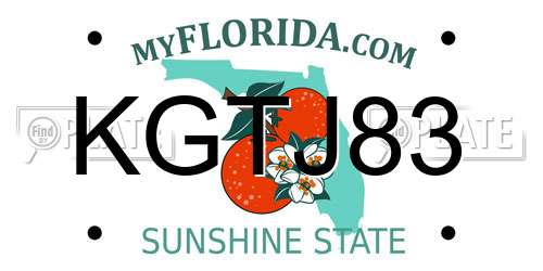 KGTJ83 Florida License Plate