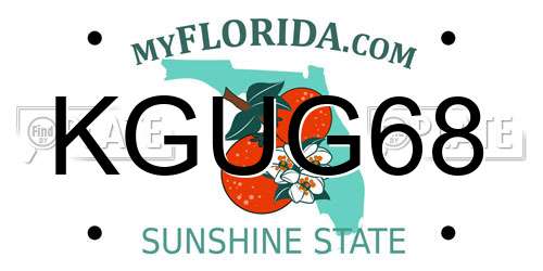 KGUG68 Florida License Plate