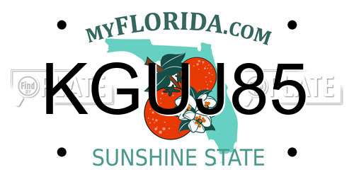 KGUJ85 Florida License Plate