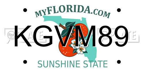 KGVM89 Florida License Plate