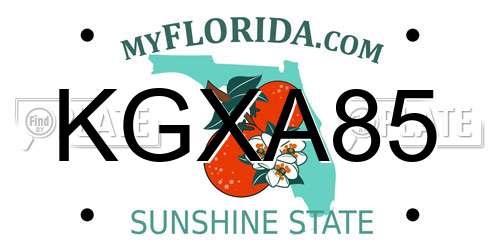 KGXA85 Florida License Plate