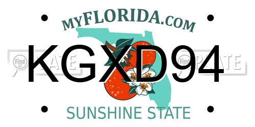 KGXD94 Florida License Plate