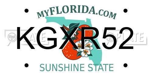 KGXR52 Florida License Plate