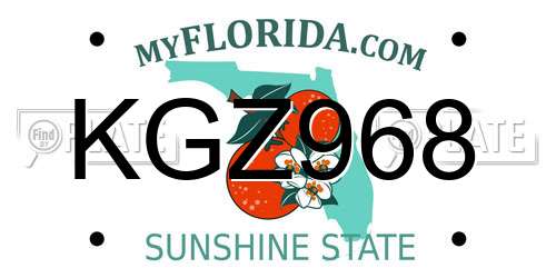 KGZ968 Florida License Plate