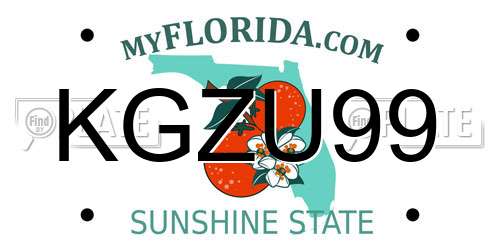 KGZU99 Florida License Plate