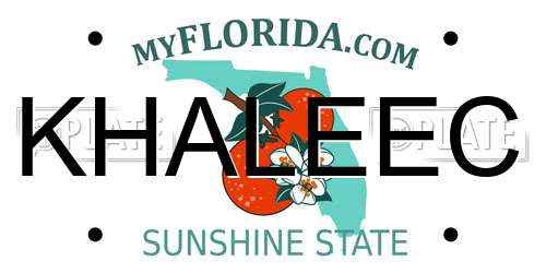 KHALEEC Florida License Plate