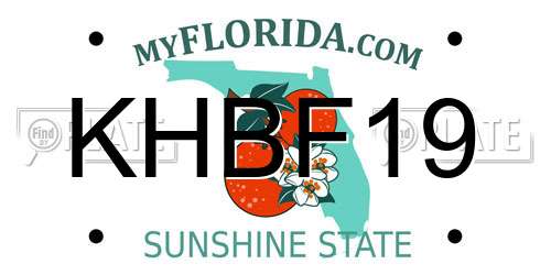 KHBF19 Florida License Plate