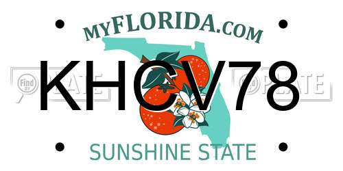 KHCV78 Florida License Plate