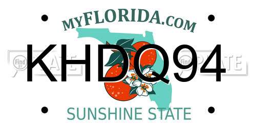 KHDQ94 Florida License Plate