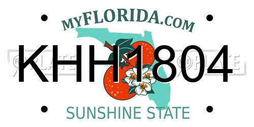 KHH1804 Florida License Plate