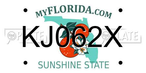 KJ062X Florida License Plate