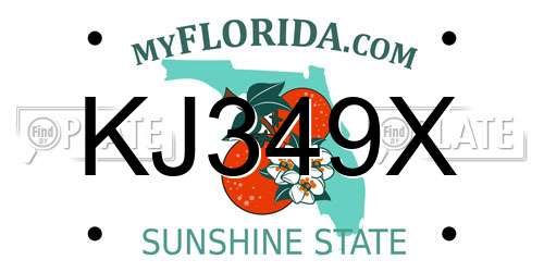 KJ349X Florida License Plate