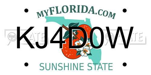 KJ4D0W Florida License Plate