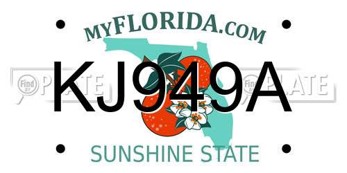 KJ949A Florida License Plate