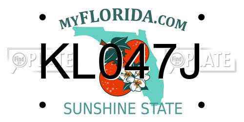 KL047J Florida License Plate