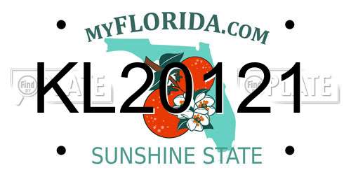 KL20121 Florida License Plate