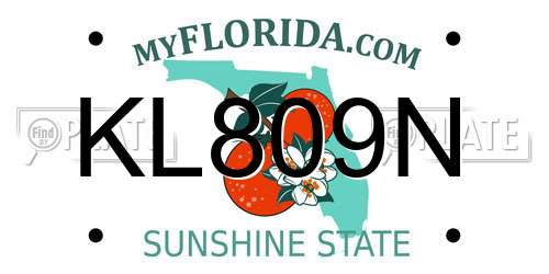 KL809N Florida License Plate